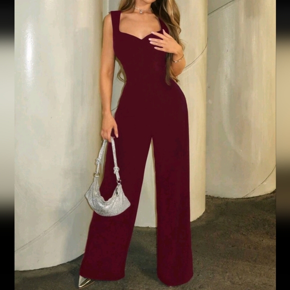 Pants - Women's Backless Bow-Tie Jumpsuit, Long Leg Sleeveless Romper